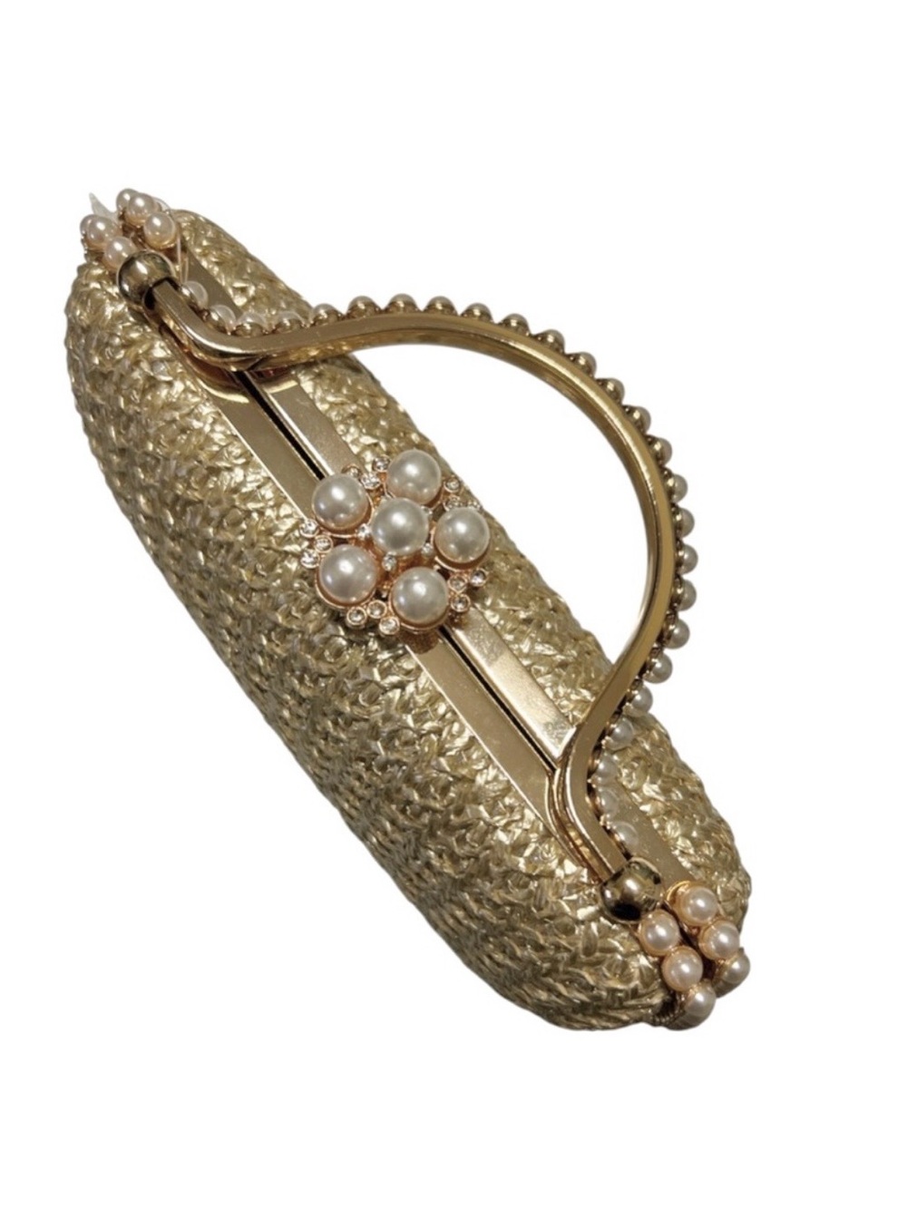 House of Harlow 1960 Gold Woven Straw/Raffia Evening Bag - Picture 4 of 7